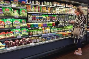 Woman shops for groceries amid panic in New York City.