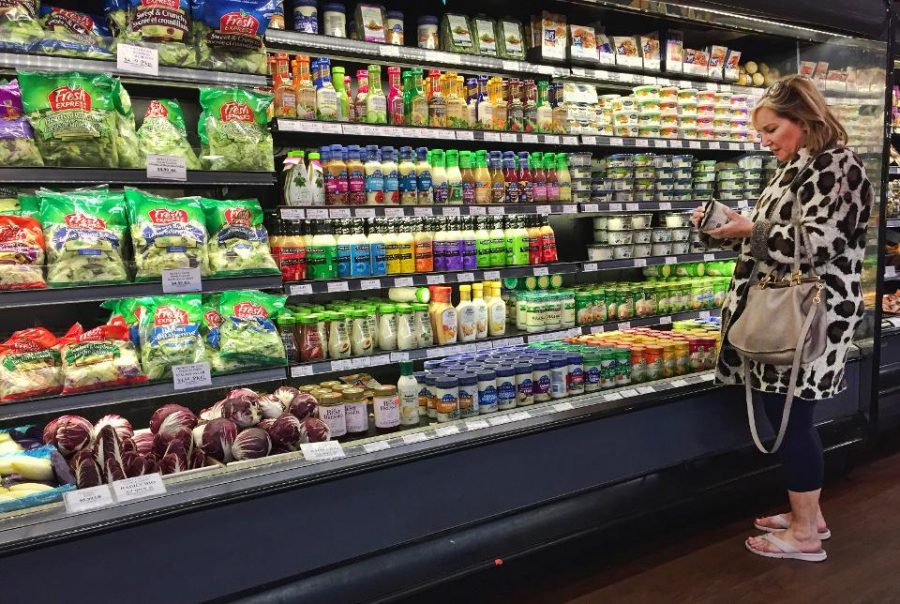 Woman shops for groceries amid panic in New York City.