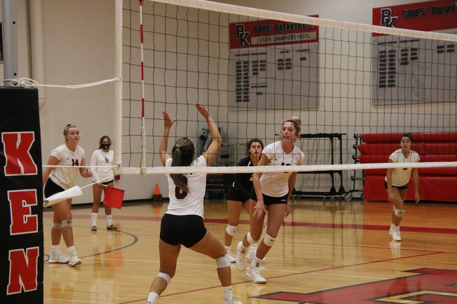 Junior Hana Hurdle goes up to set the ball.