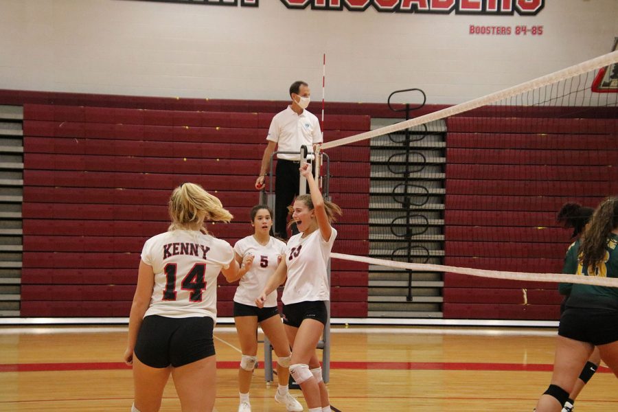 Senior Ashton Dilts celebrates after scoring.