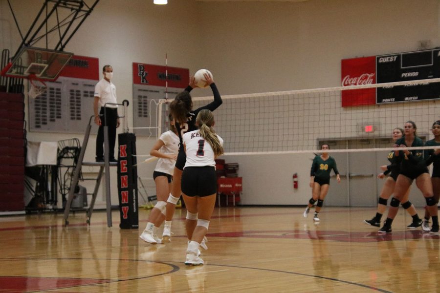 Junior Tina Nika sets the ball.