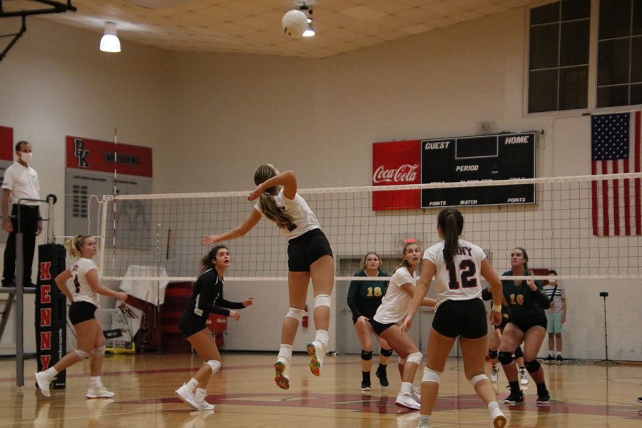 Senior Laura Rosekin goes in for a spike.