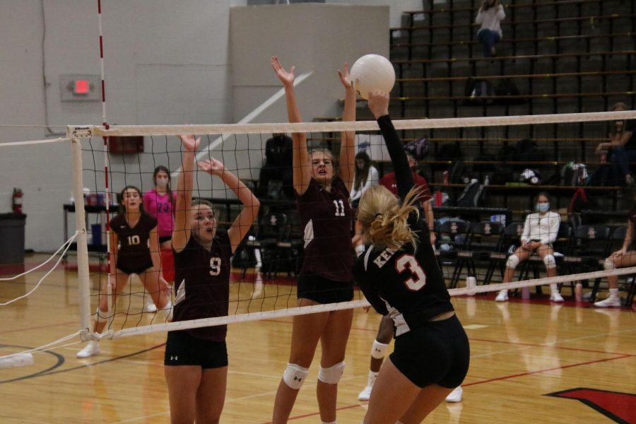 Freshman Cami Laybak bumps the ball over the net.