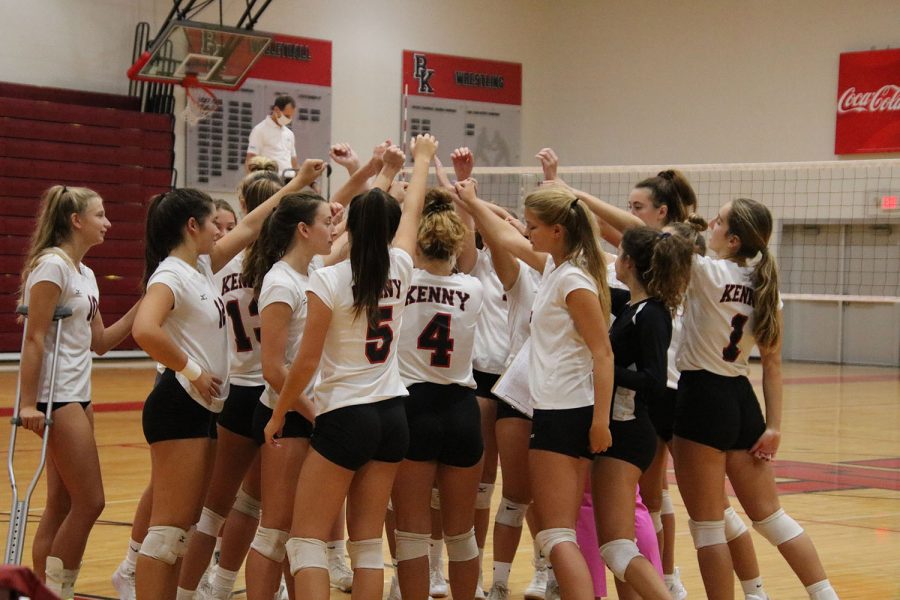 The team chants together before the game begins.