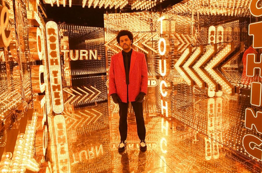 The Weeknd performed solo for the Super Bowl LV halftime show.