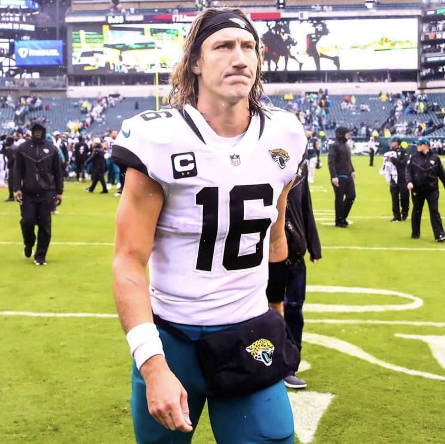 Jags quarterback Trevor Lawrence walks off Lincoln Financial Field after 29-21 loss to Philadelphia Eagles. (Photo courtesy of jagsnationn on instagram)
