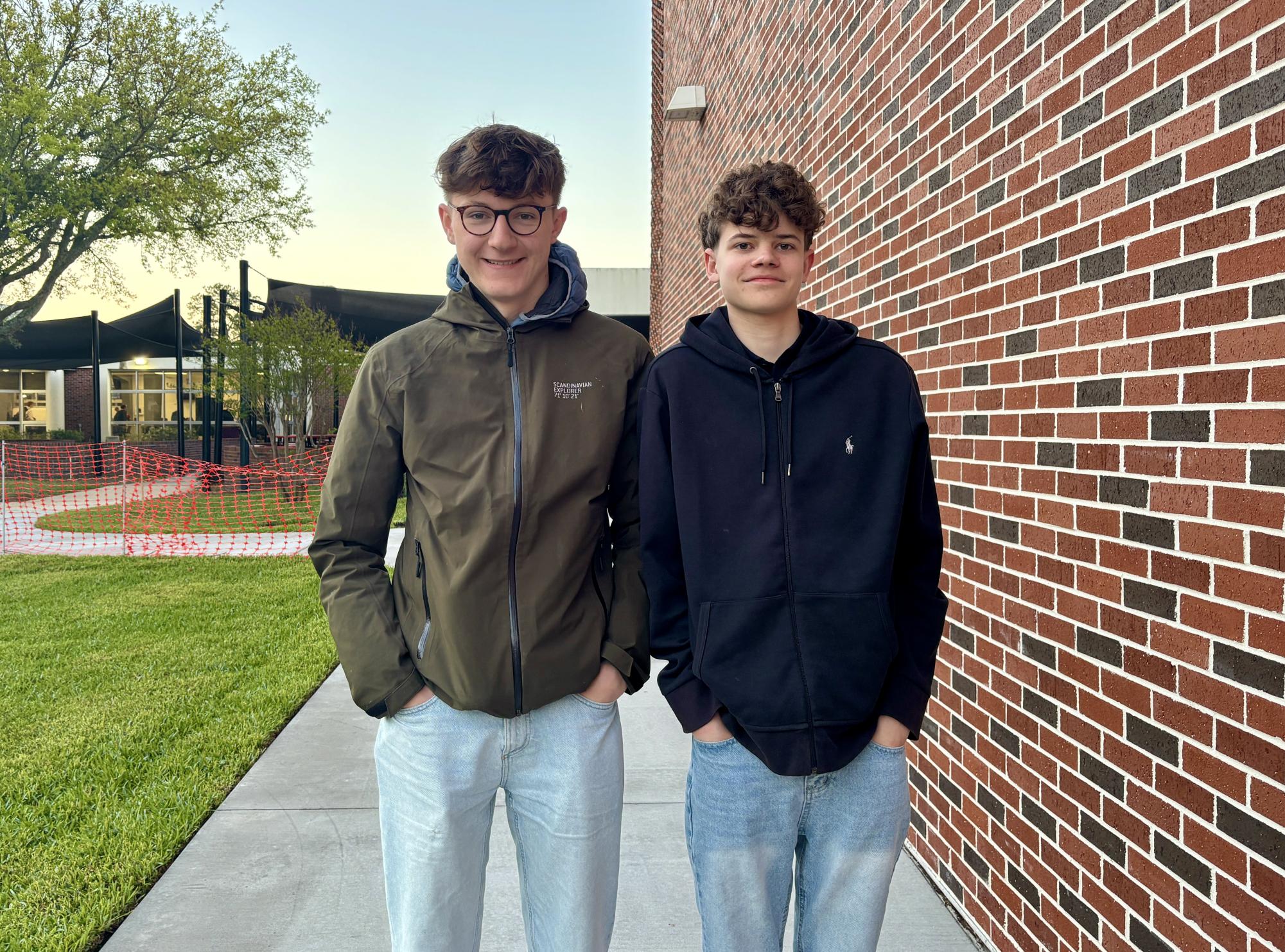 German exchange students, Milan Mršić Carl and Sebastian v. Pückler, visit Bishop Kenny during their German American exchange trip.