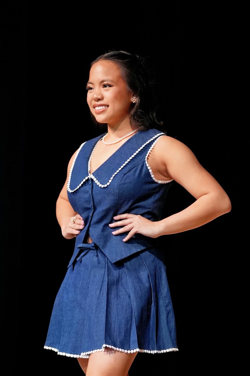 Looking confident, Ava Valenzuela began  the show's casual wear segment, modeling a denim ensemble. 