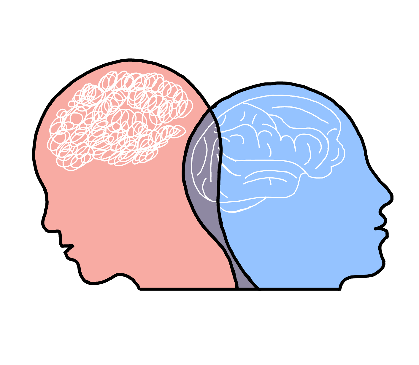 The image of two brains. One scrambled and one perfect.
