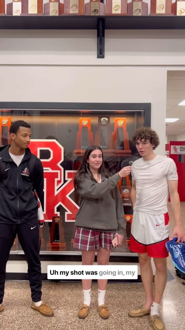 In a postgame interview on Nov 19, Varsity basketball players Charlie Duba (12) and Jaden Ransom (11) remark on their home season opener. The final score was 57-26. KennyPride bkhs_bbbReporting by Gianna Coyle, Staff Reporter